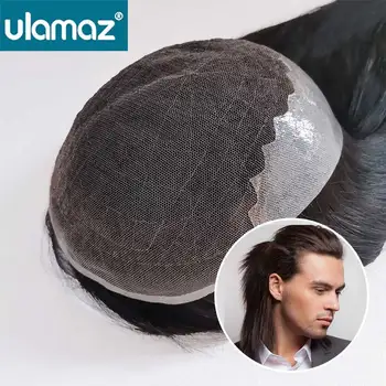 Topper per capelli da donna con nodi sbiancati, parrucca in pizzo con linea naturale dei capelli, parrucche da donna, topper in capelli umani lisci da 16 pollici, parrucca con topper in pizzo e PU