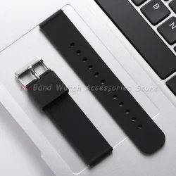 Waterproof Silicone Quick Release Watch Strap - Soft Rubber Wristband - 18mm (Black)
