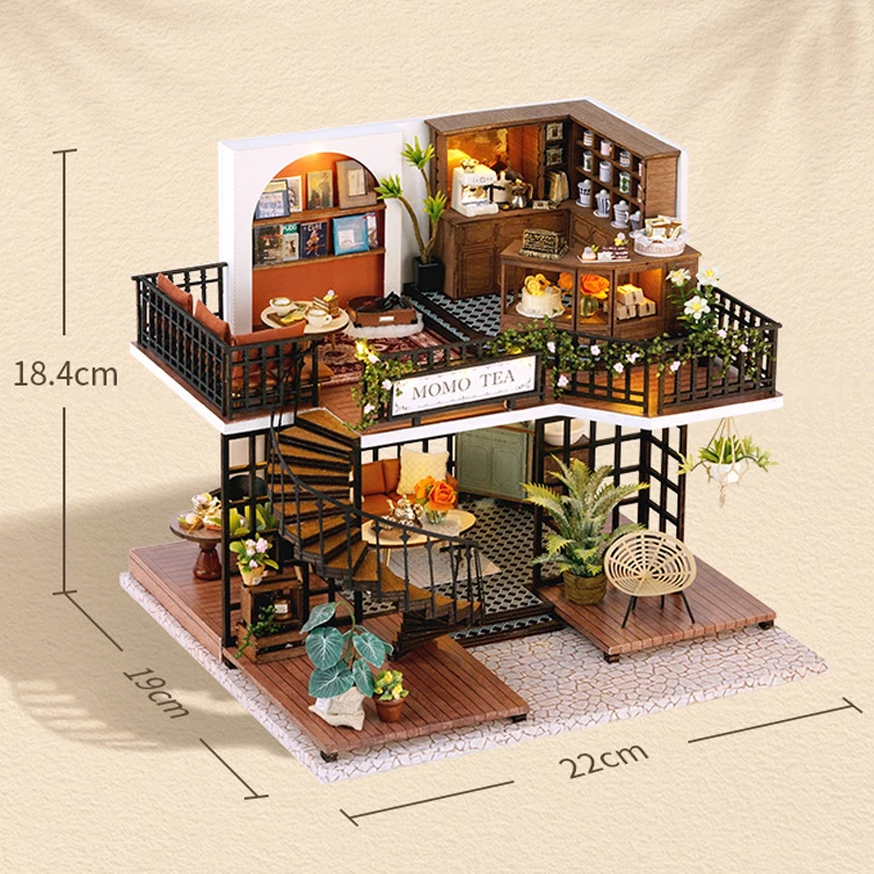 Deluxe Wooden Dollhouse 3D Puzzle Kit with Furniture