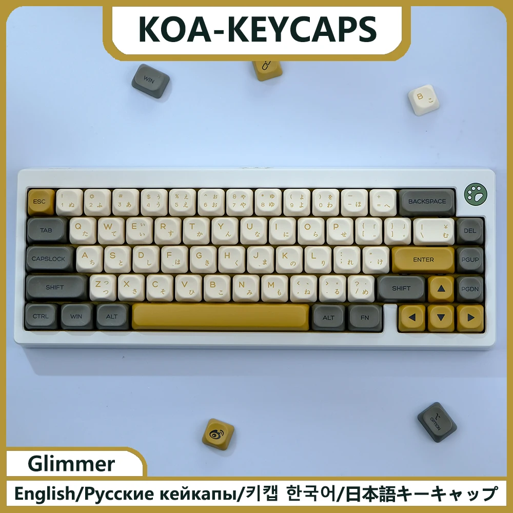Kbdiy-keycap Coreano para Teclado Mecânico Keycaps Coreanos Perfil ka Pbt Glimmer Retro Mac Japonês K500 142 Chaves