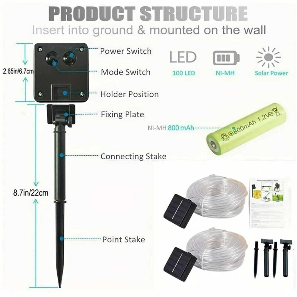 Solar LED Tube Rope Light Garland - Outdoor Decorative Lighting
