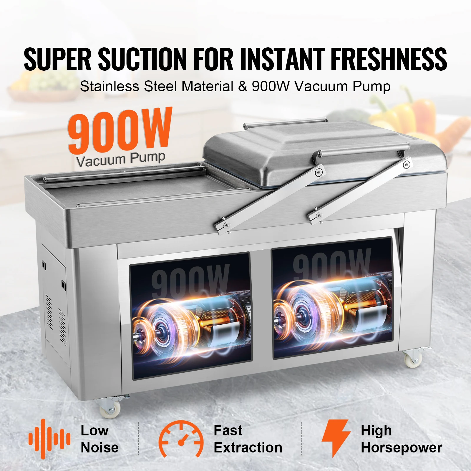 SucceBuy DZ-600-2S Chamber Vacuum Sealer 1200W Vacuum Packing Machine with 23.62" Sealing Length for Foods Meats Home Kitchen