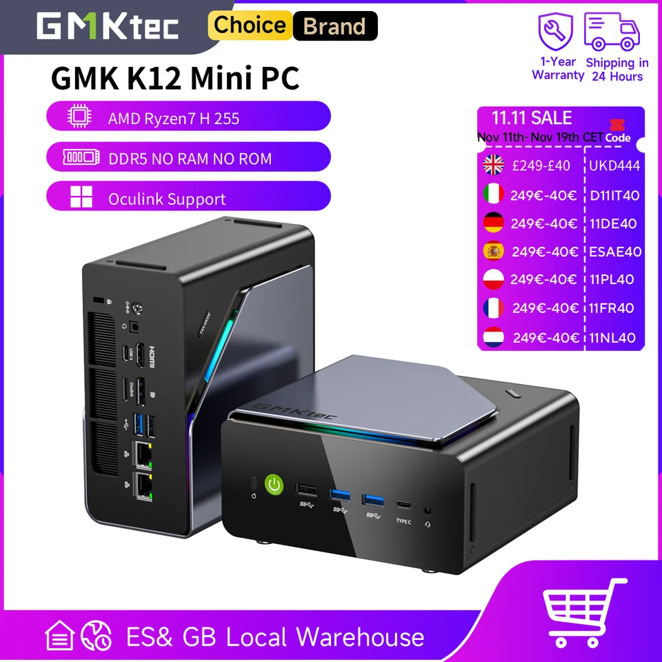 GMKtec K12 Mini PC AMD Ryzen7 H 255 (Upgraded 8745HS) Oculink