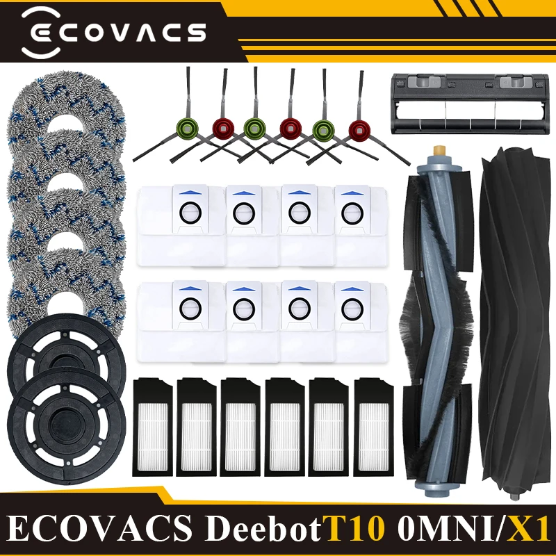 Bolsa de polvo para Robot aspirador Ecovacs Deebot X1 OMNI / T10 OMNI Parts, cepillo lateral Hepa, caja de polvo, paño de limpieza, accesorios