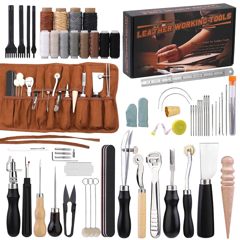 50pcs Leather Working Tools, Leather Tool Kit, Practical Leather Craft