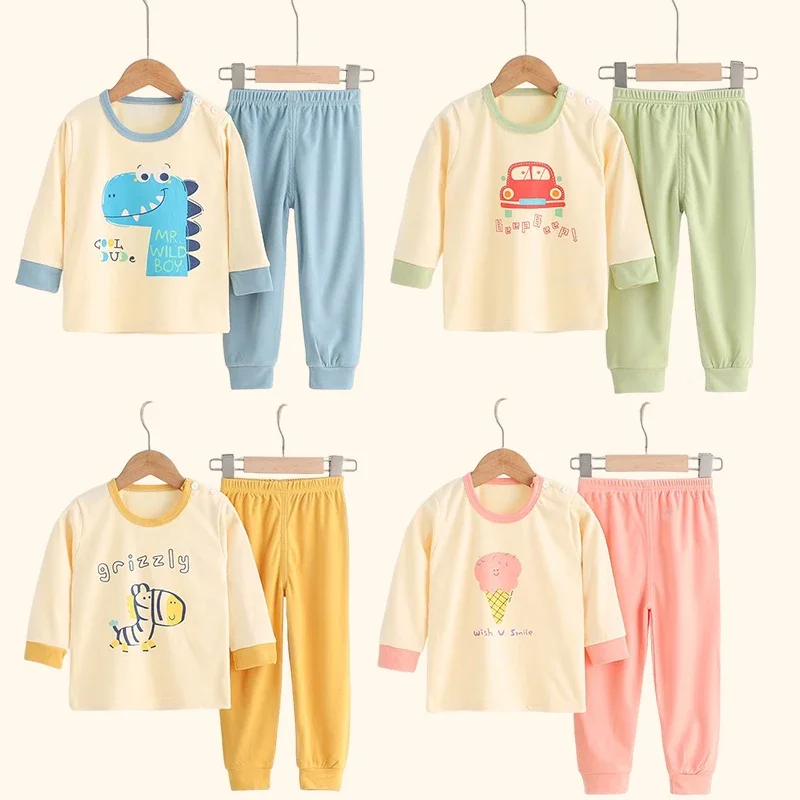 Autumn Winter Children Sets Long Sleeve Cartoon Children Clothing Boys Girls Underwear Sleepwear Round Neck Kids Clothes children underwear suits children clothes
