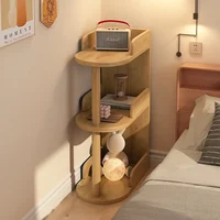 Wooden Corner Storage Bedside Table Simple Modern Multi-Layer Side Table Nightstand Cabinet Standing Bookcases Home Living Room