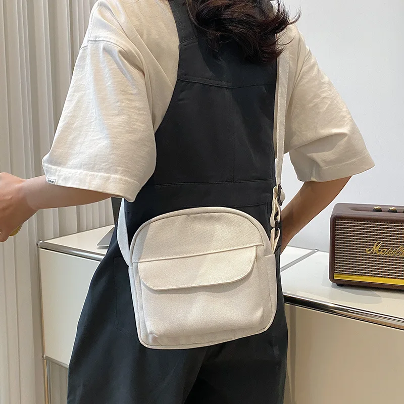 

Canvas Women Messenger Bags Solid Color Underarm Bag Fashion Casual Simple Solid Color Shoulder Bag Girls Phone Bag Hobo Purse