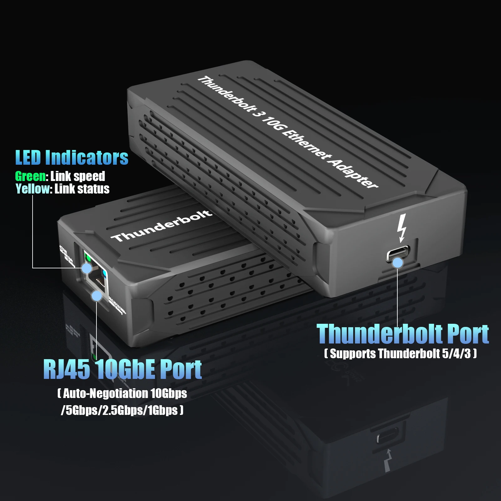 10Gb TBT3 RJ45 네트워크 어댑터, 썬더볼트 5/4/3 호환
