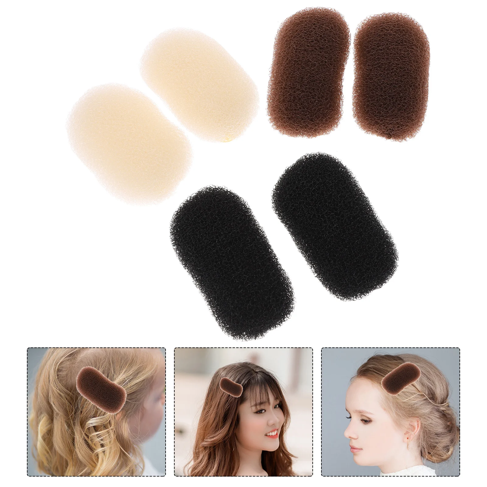 6 Pcs Booster Clips Volume Padding Bump Up Tools Styling Nylon Silk Pads Volumizing Accessories Black 2 Each Hair