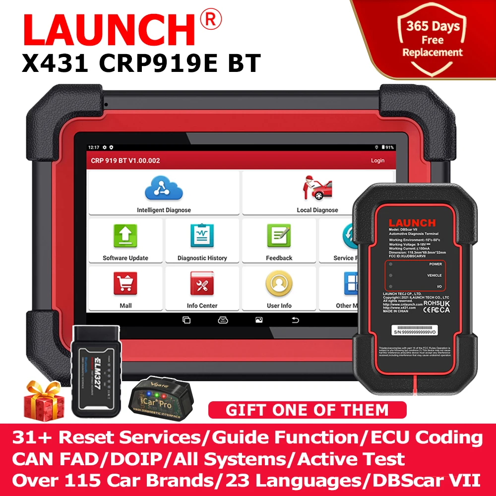 Avvia X431 Crp919E Bt Strumento Diagnostico Per Auto Scanner Obd2 Dbscar Vii Vci Auto Con Test Attivo Codifica Ecu Canfd Doip 31 + Reset