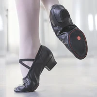 Natural Leather Ballet Dancing Shoes Women Middle Heel Girls Jazz Dance Shoes Belly Yoga Shoes Teachers's Shoes Children Adult