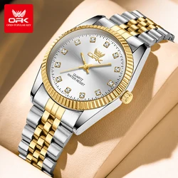 Luxury Stainless Steel Luminous Waterproof Quartz Men's Watch (Gold White)