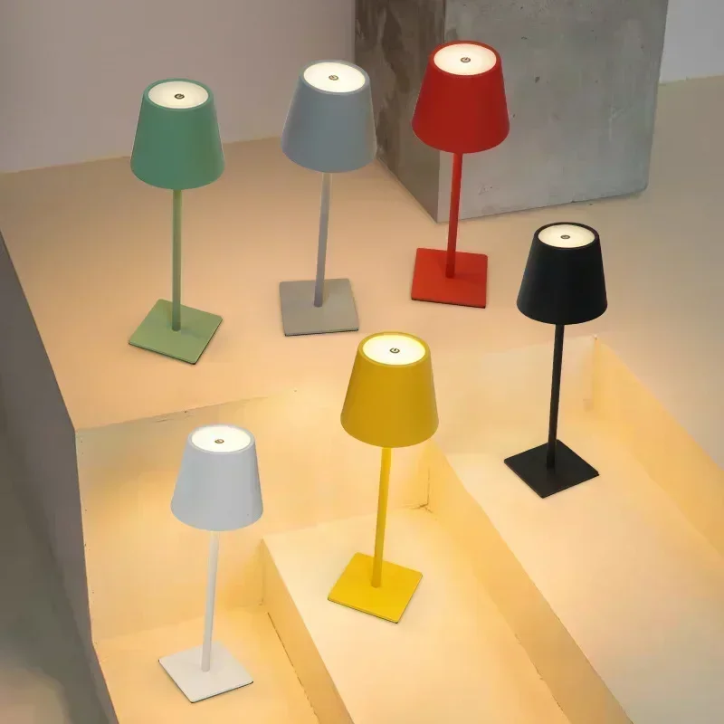 

Unique Design Table Lamp Touch Switch Night Light Hotel Cordless Desk Lamps Nook Living Room Restaurant Lampe Lecture Furniture