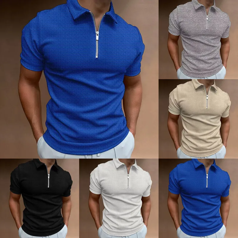 Summer Trend Simple Solid Color Men's POLO Shirt Personality Lapel