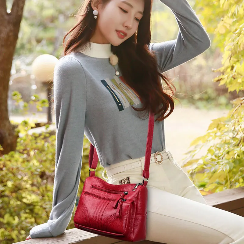 

large capacity shoulder bag 2023 new women PU soft leather texture casual small square bag hand-held mother's bag