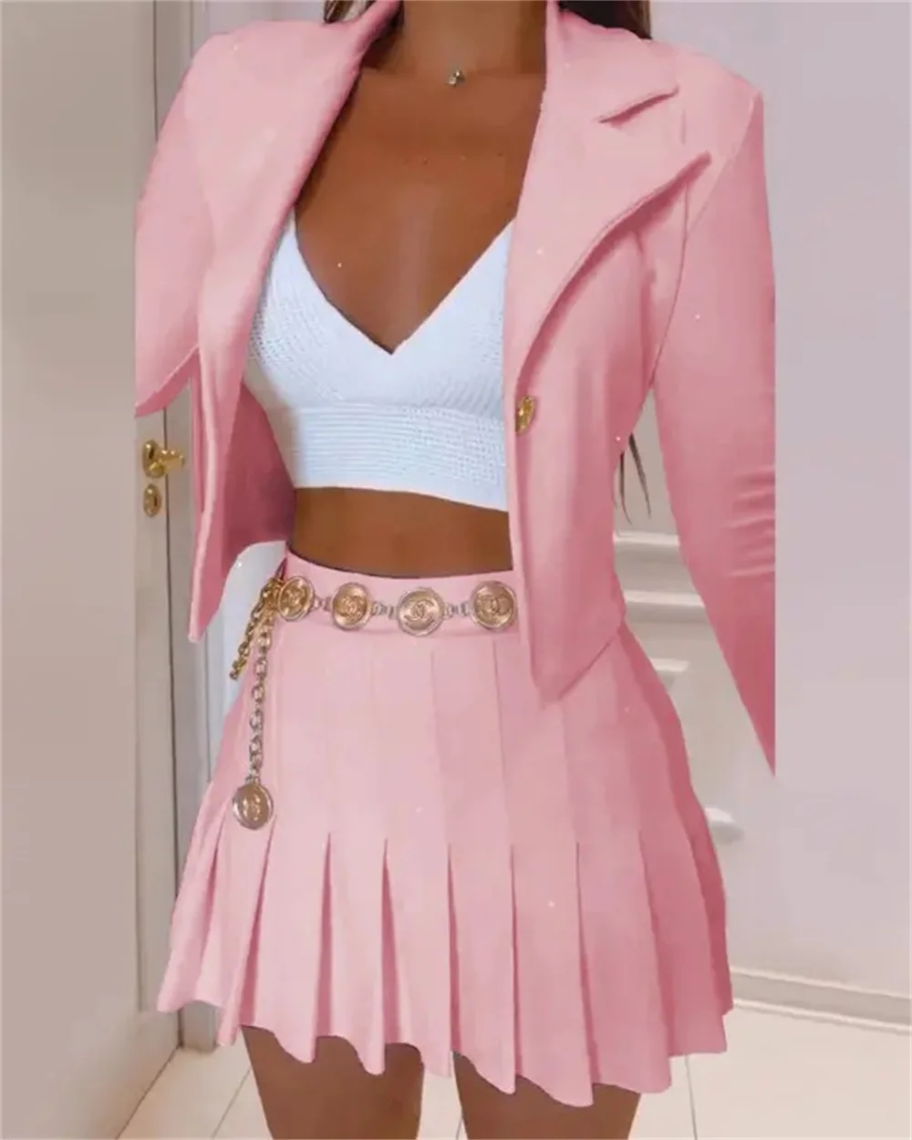 2023 New in Women Dresses Sets Long sleeves Blazers + Mini Skirt Suit Female Clothes Fashion Office Lady Formal Two Pieces Set