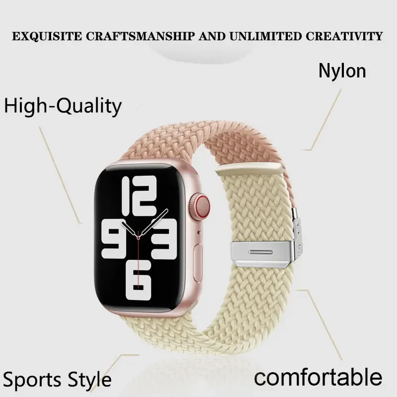Nylon Strap For Apple Watch Band Ultra 49mm 9 8 7 6 5 4 3 SE braided Metal buckle bracelet Belt iWatch 45mm 41mm 44mm 40mm 42mm