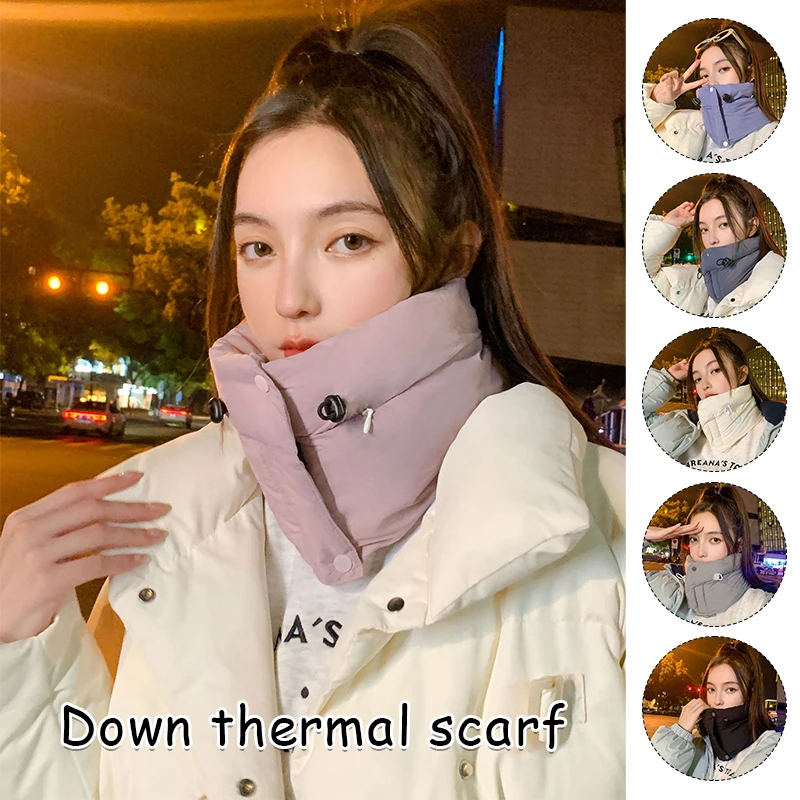 Winter Women Thicken Cotton Down Ring Scarf Lady Windproof High Collar Warm Neck Cover Outdoor Cycling Skating Skiing Scarves