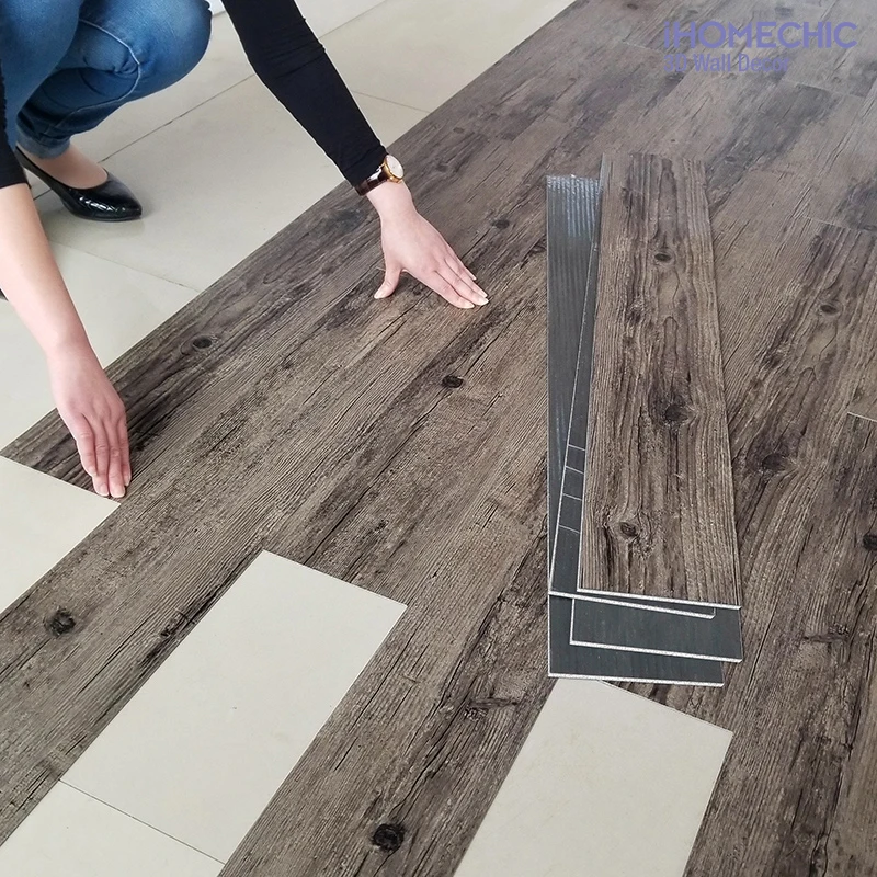 3D Self-Adhesive thick Wood Grain Floor sticker Wallpaper Modern Wall Sticker Waterproof Living Room Toilet Kitchen Home Decor 3d stickers 3d wall stickers