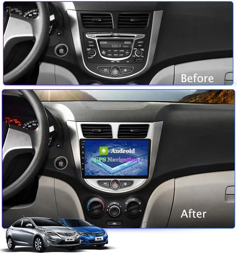 Android 12 Rádio Do Carro para Hyundai Solaris Verna Accent 1 2010-2016, Leitor de Vídeo Multimídia, Navegação GPS, 2 Din DVD, Unidade Principal