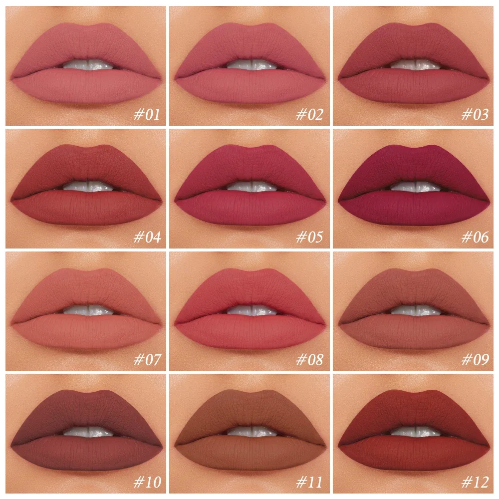 

12 Colors Lip Tint for Women Makeup Velvet Liquid Lipstick Lip Gloss Matte Pigment Waterproof Long-lasting Matte Lipstick