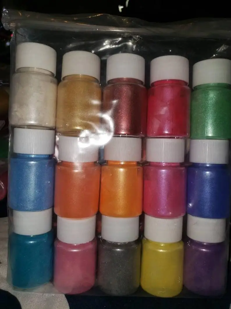 Mica Powder Pearl Pigment Non-Toxic Safe Metallic Flour Mica Mineral Powder Pearlescent 20ML/Bottle