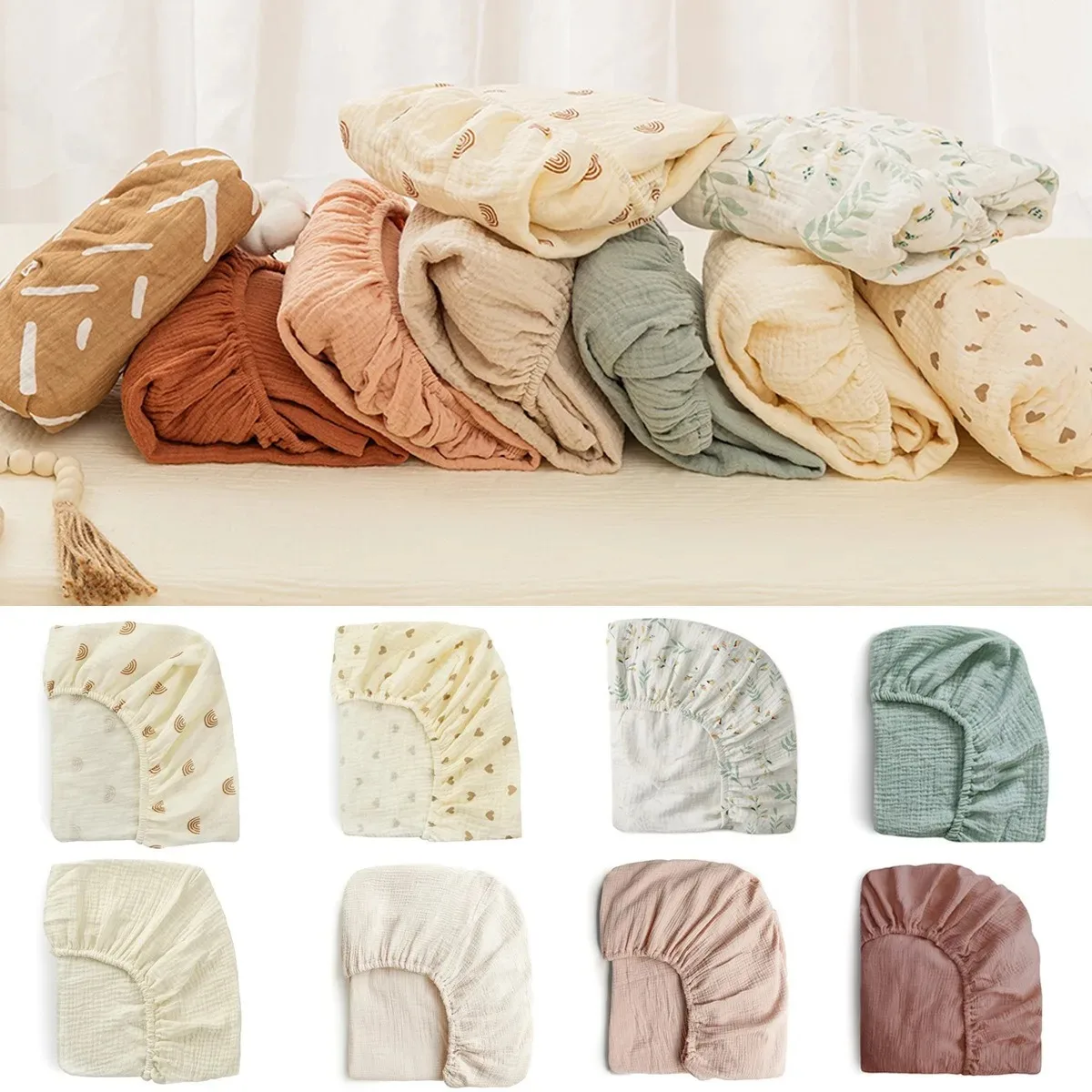 Baby Fitted Bassinet Sheet Newborn Changing Pad Cover Solid/Printed Breathable Crib Fitted Sheets Cradles Mattress Cover baby crib sheet