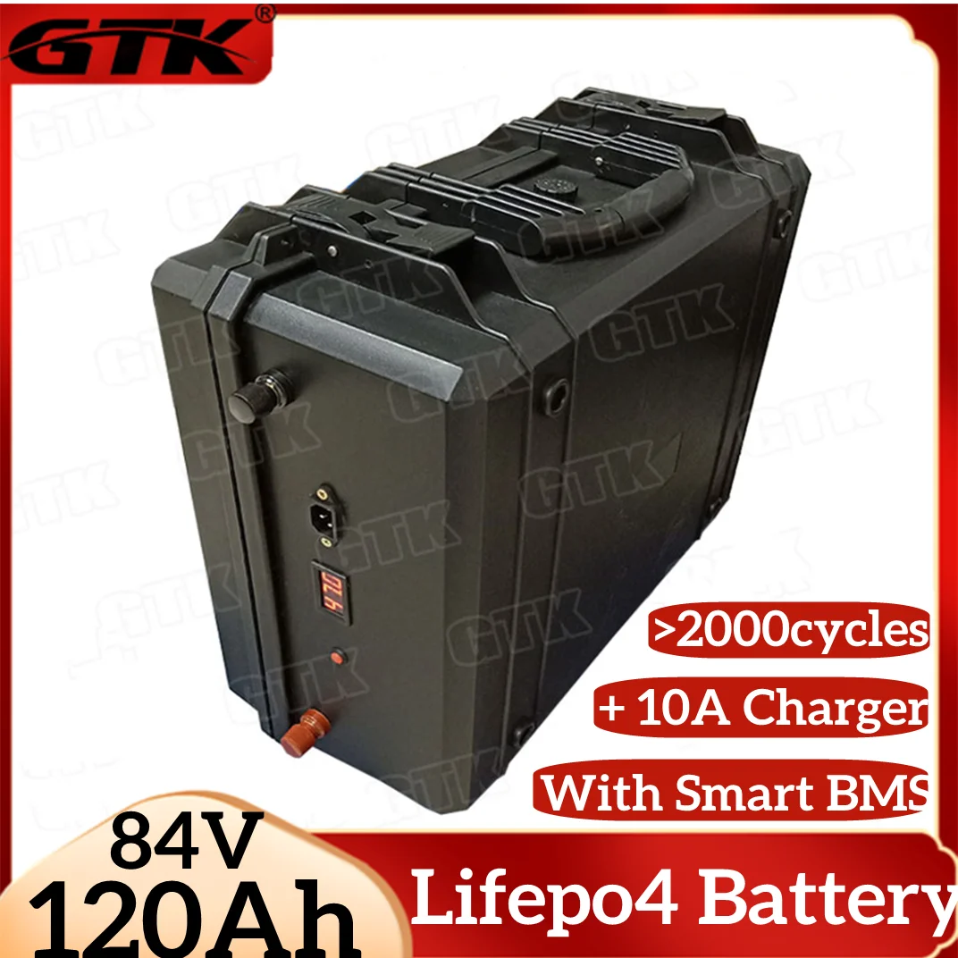 

GTK 84V 120Ah Rechargebale Lithium Lifepo4 Battery Pack with 100A BMS for 8000W 16000w EV RV Motor Home Solar Panel Backup Power