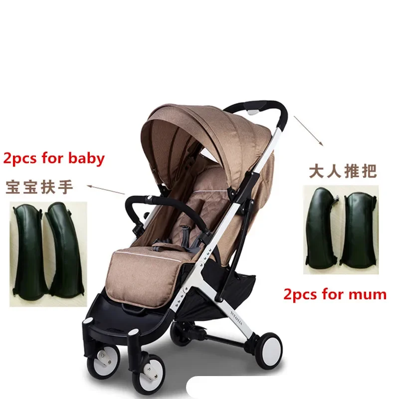Baby Stroller Handle Cover PU Leather Pram Handle Case FIT for Baby YoyaPlus 3 Trolley Armrest Bumper Bar Cover Accessories