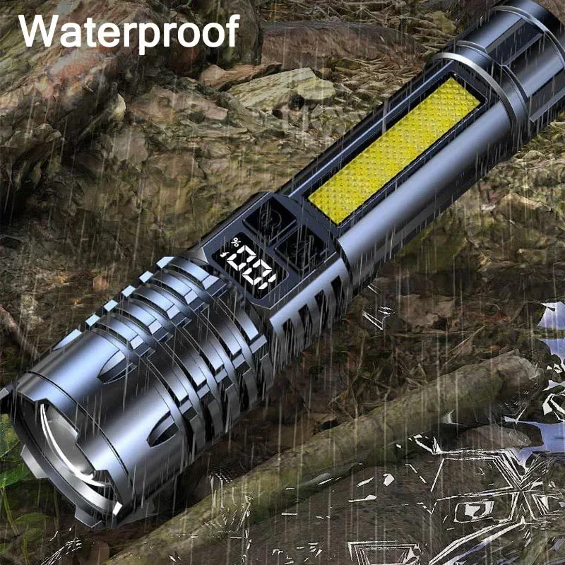 Description Picture 2 of itemKDULIT Super Bright LED Flashlight USB Rechargeable Hand Light with COB Side Torch Powerful Lantern for Outdoor Camping Fishing