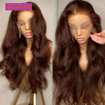 220Density HD Chocolate Brown 13x4 Body Wave Lace Front Wig Brazilian 13x6 Lace Frontal Wigs For Women Remy Human Hair Wig 1