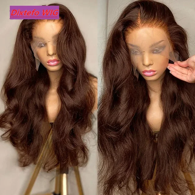Perruque Lace Frontale 13x4 Body Wave Marron Chocolat HD 220 Densité, Perruques Frontales 13x6 Brésiliennes en Cheveux Humains Remy pour Femmes 1