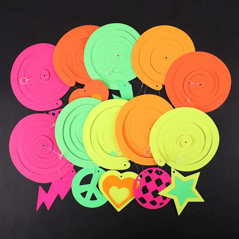 UV-Leuchtpapier-Banner, alles Gute zum Geburtstag, Girlande, Stern, hängende Spiralen, Neon-Party-Dekoration, Gastgeschenke, Hochzeitszubehör, leuchtet im Dunkeln – Detail 6
