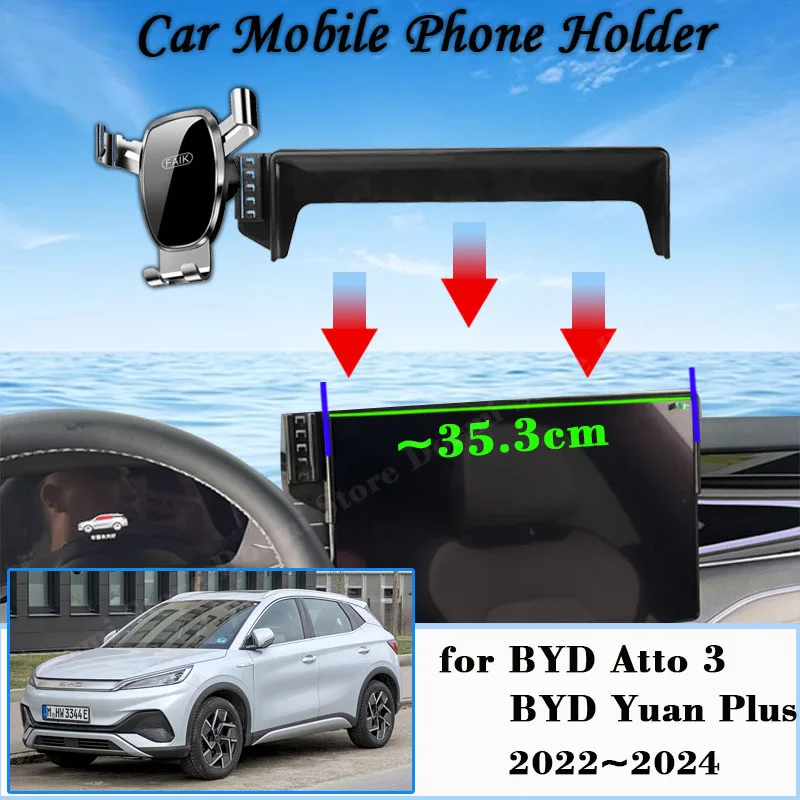

Car Mobile Phone Holder for BYD Atto 3 EV Yuan Plus 2022~2024 360° Rotating Car Mount GPS Bracket Navigation Stand Accessories