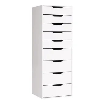 Getone cassettiera per camera da letto, mobile portaoggetti bianco, armadio alto con 9 cassetti 124,3x45x40 cm 1