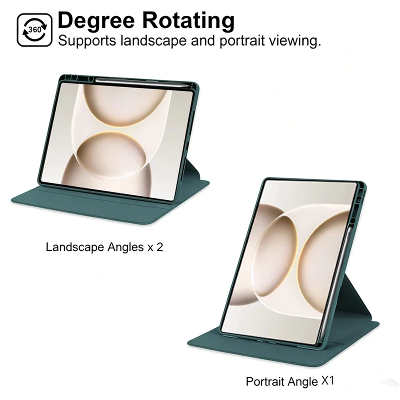 360-Degree Magnetic Rotation Cover with Pencil Slot for Tablet - Clear Acrylic Back Case