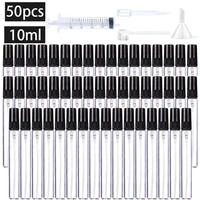 50pcs+4 Accessories 10ML Refillable Glass Spray Bottle with 50 Spray Bottles, 1 Dropper, 1 Funnel, 1 Dispenser, 1 Syringe 1