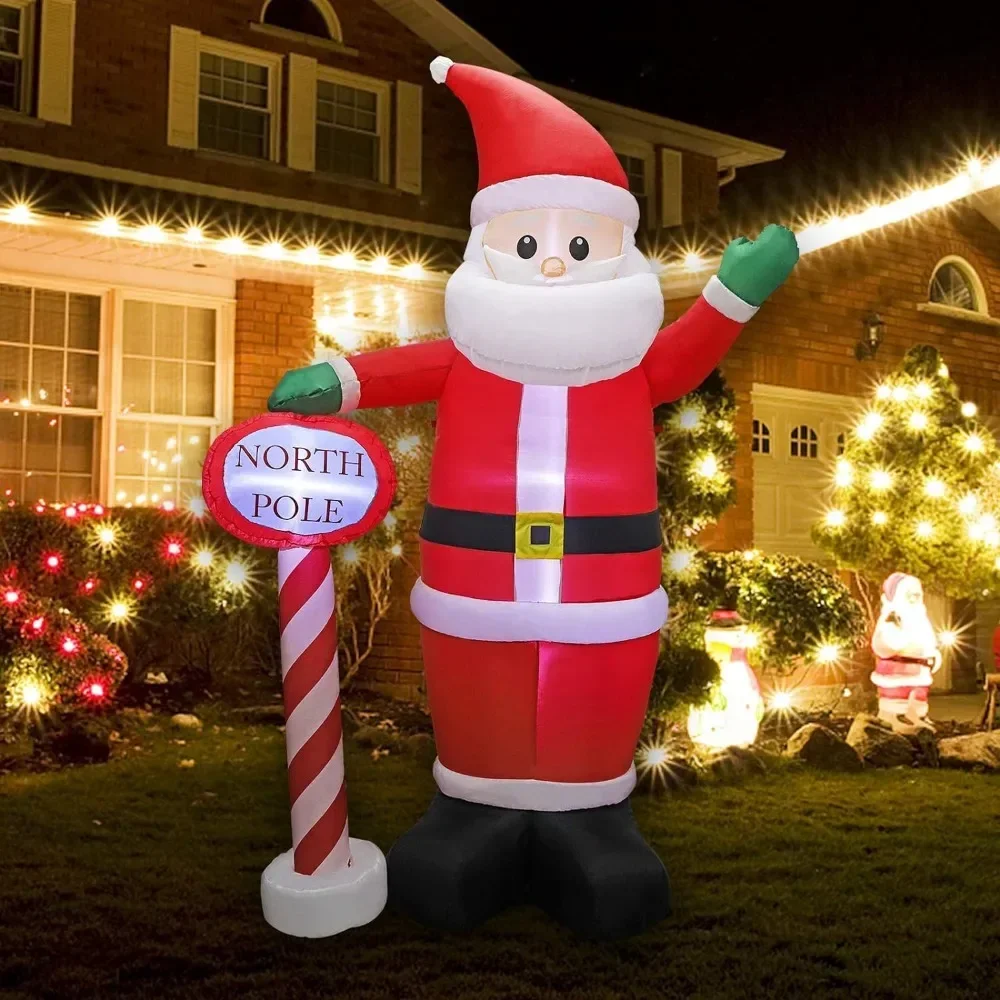 

8 FT Christmas Inflatable Santa Claus With Guidepost Home and Garden Outdoor Christmas Inflatable Free Shipping Decorations 2024