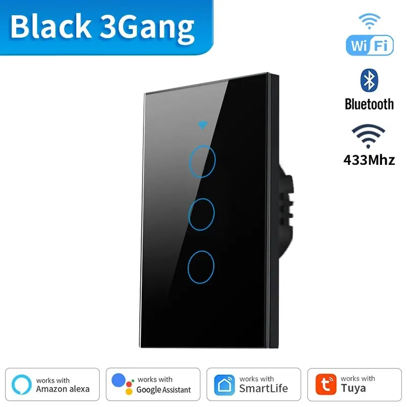 WiFi and Bluetooth Smart Wall Switch with Touch Sensor - Compatible with Voice Assistants