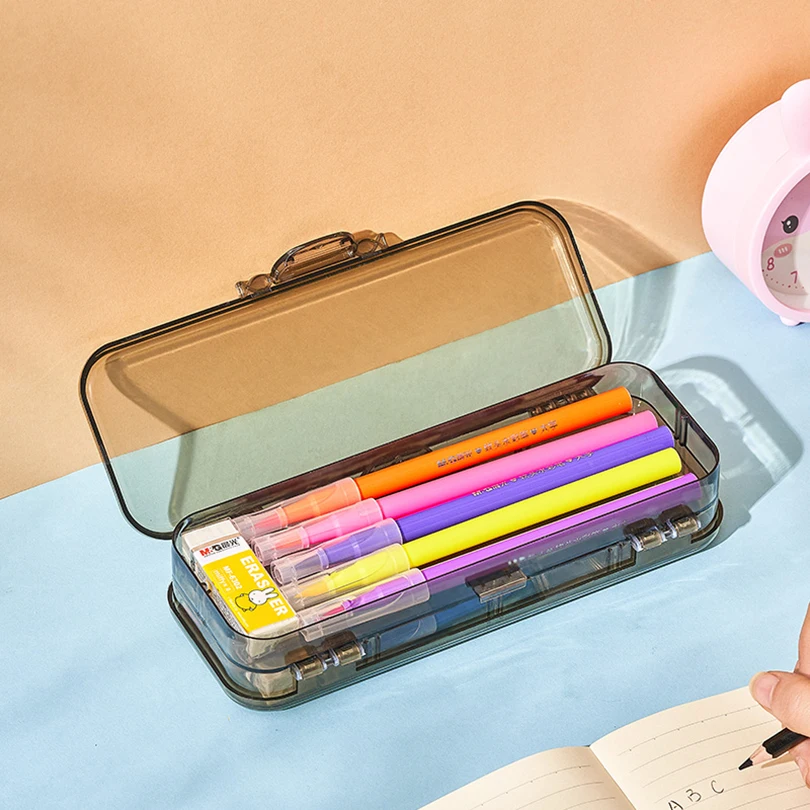 Trousse à crayons transparente de grande capacité, papeterie