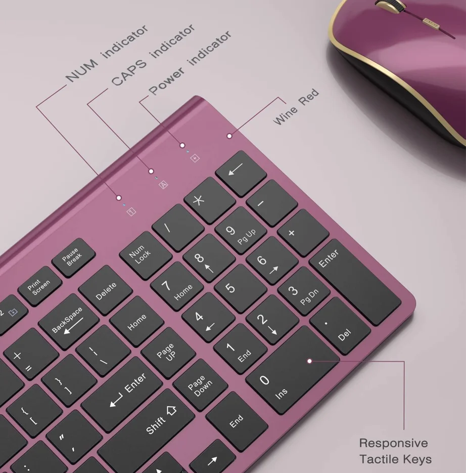 Fio Combo,2.4G Compacto e Ultra Fino Teclado