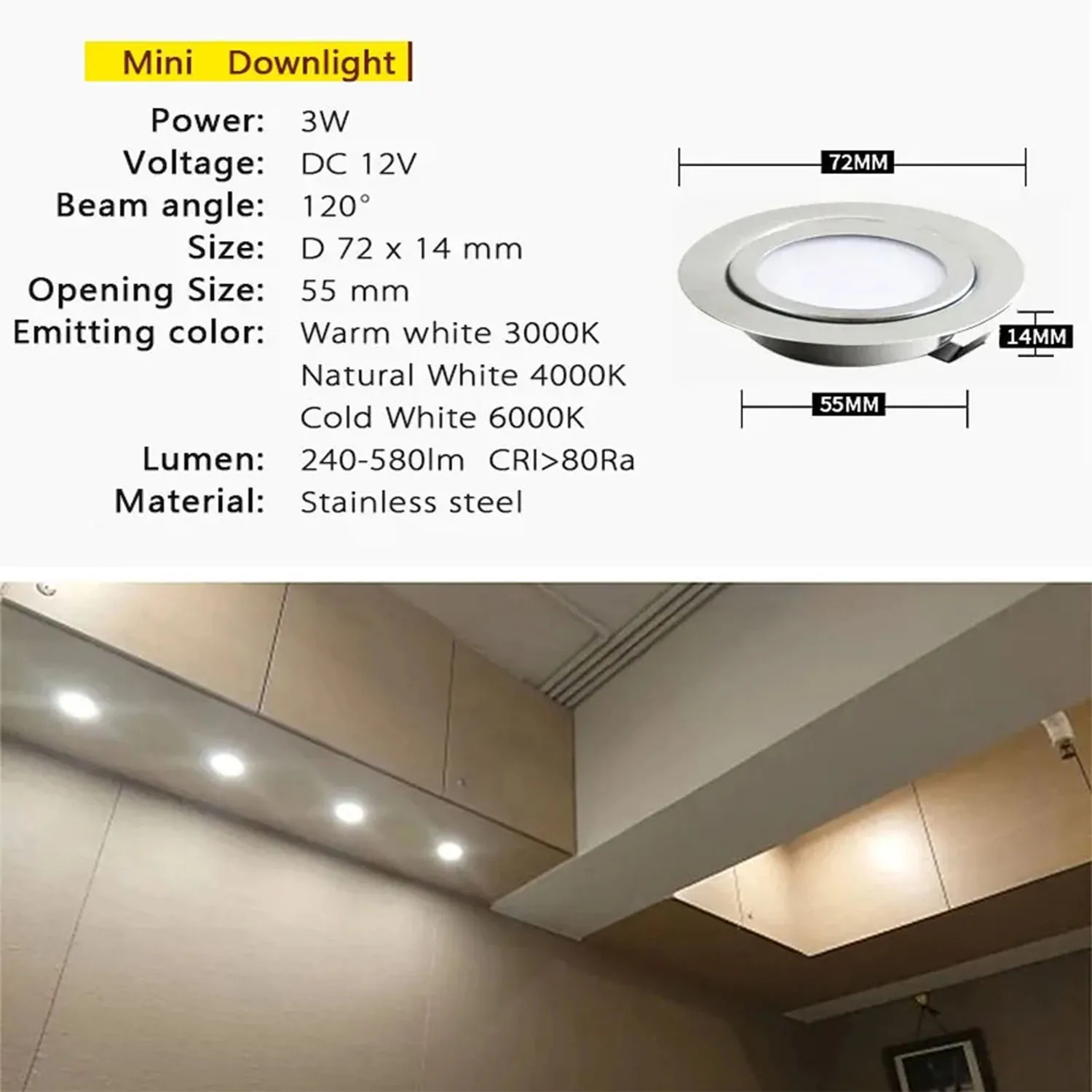 LED Outdoor Spot Downlight IP65 Waterploor Yacht Boat Camper Light 3W DC12/24V Bathroom Ceiling Lamp Recessed Cabinet Spotlights