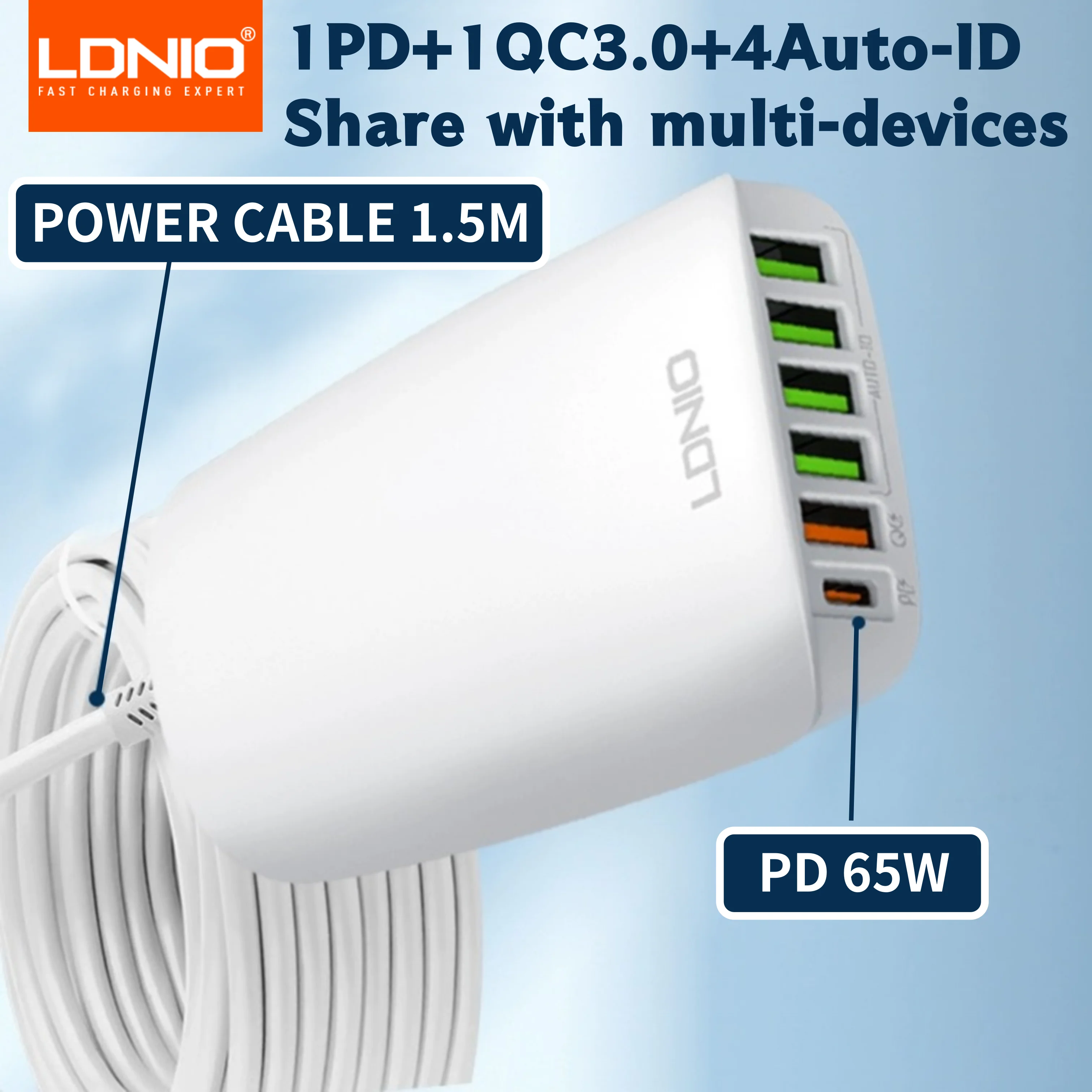 Ldnio Pd 65W Caricabatterie Super Veloce Adattatore Da Viaggio Rapido Intelligente Supporto Per Stazione Di Ricarica Ricarica Per Tablet Portatile Car