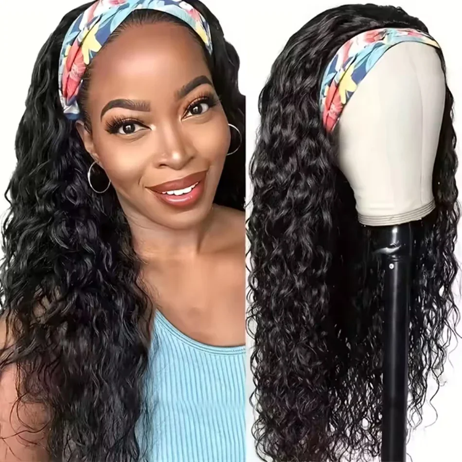 Deep Wave Ice Silk Headband Wig Wear And Go Glueless Human Hair Band Wigs No Glue Factory Price Dropshipping 300 density 2