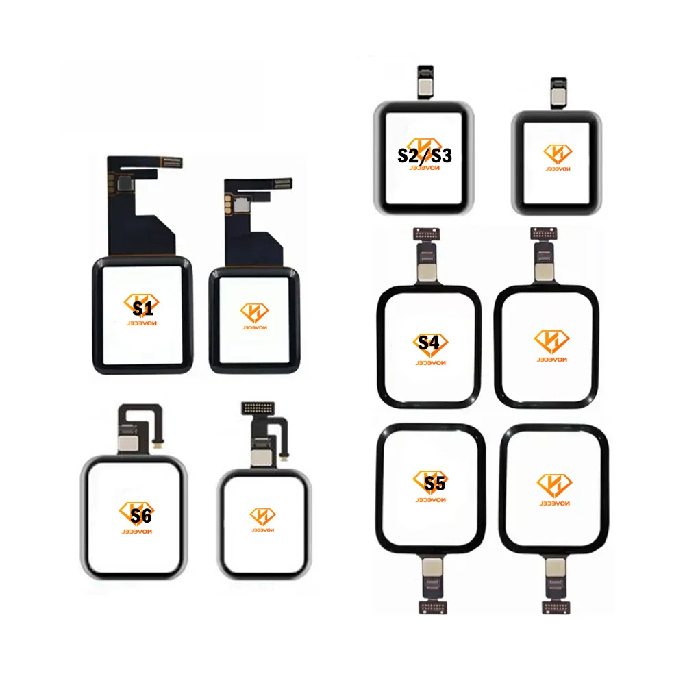 Novecel 5pcs Touch Screen Digitizer+OCA Glass Lens Panel For Apple iWatch Watch series SE S5 S4 S6 S3 42mm 40mm 44mm Replacement