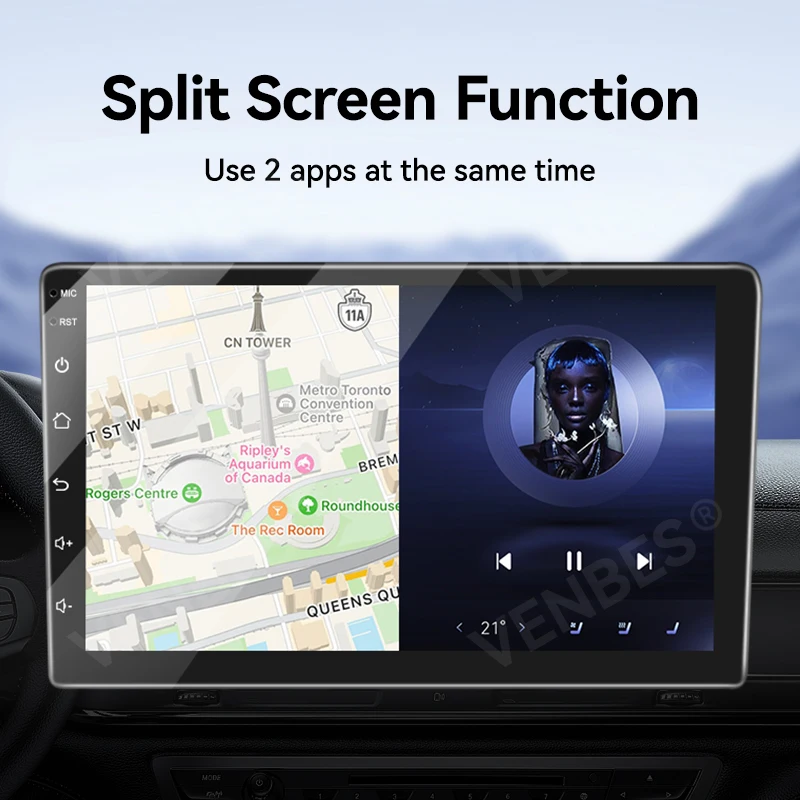 VENBES 9" Android System Autoradio 2 DIN Carplay Android Auto mit Google Play Market WIFI 2+64GB Integriertes Kühlsystem – Detail 3