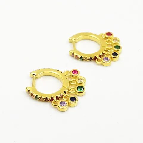 Colorful Zircon Drop Small Hoop Earrings for Women Korea Style Sweet Aesthetic Hoop Earrings Wedding Jewelry Gift