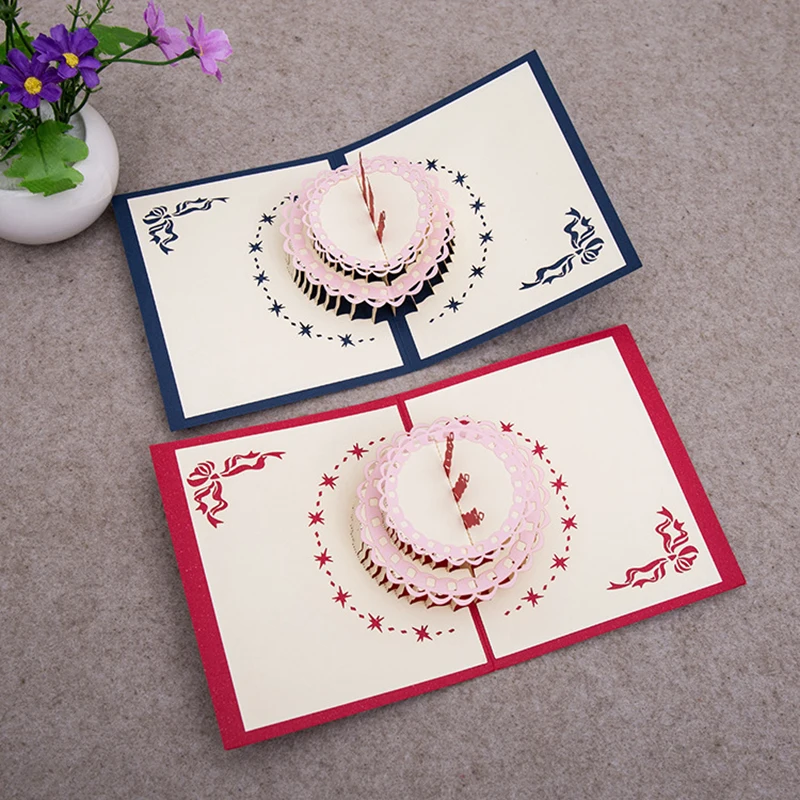 3D Pop-Up Buon Compleanno Biglietti D'Invito Di Auguri Taglio Laser Boy Girl Kids Gift Card Biglietti Di Ringraziamento Torta Miniature Cartolina