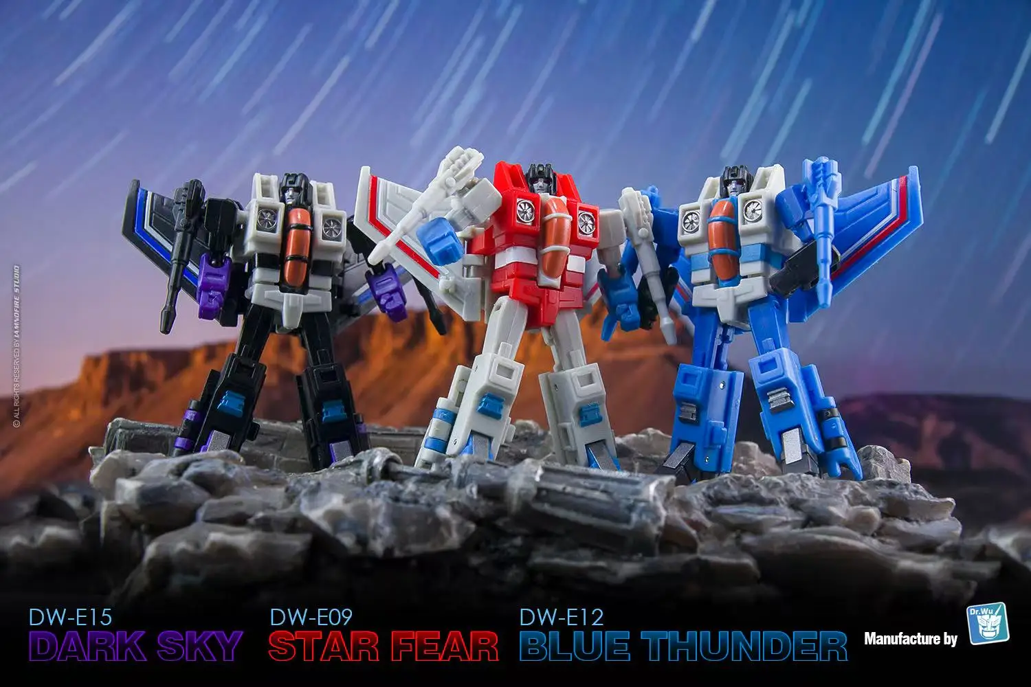 Dr.Wu DW-E09 STAR FEAR E-12 BLUE THUNDER E-15 DARK SKY MINI Action Figure 5cm E09G/T/D W/Coronation Set Anime figure